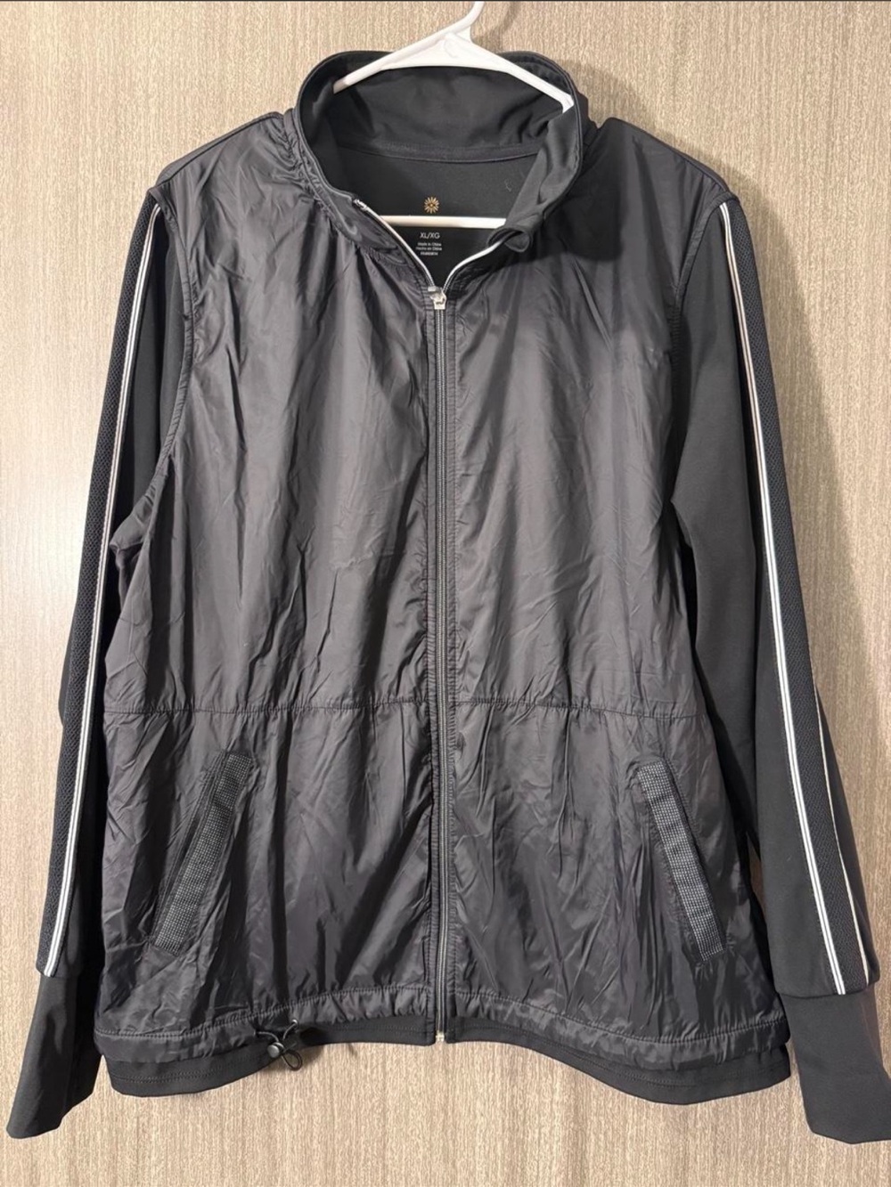 Tangerine Black Windbreaker Jacket with Sleeve Stripes